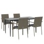 Set comedor jardín 5 pzas y cojines ratán sintético negro gris by , Garden sets - Ref: Foro24-3185128, Price: 376,53 €, Disco...