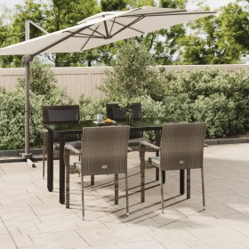 Set comedor jardín 5 pzas y cojines ratán sintético negro gris von , Gartensets - Ref: Foro24-3185116, Preis: 385,82 €, Rabat...