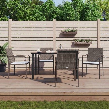 Juego comedor jardín 5 piezas y cojines ratán sintético y acero by , Garden sets - Ref: Foro24-3186957, Price: 317,21 €, Disc...