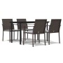 Juego comedor jardín 5 piezas y cojines ratán sintético y acero by , Garden sets - Ref: Foro24-3186957, Price: 317,21 €, Disc...