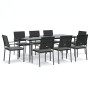 Juego comedor jardín 9 piezas y cojines ratán sintético y acero by , Garden sets - Ref: Foro24-3187014, Price: 583,75 €, Disc...