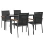 Juego de comedor para jardín 5 piezas acero y textilene negro by , Garden sets - Ref: Foro24-3187035, Price: 324,20 €, Discou...