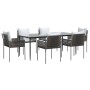Juego comedor jardín 7 piezas y cojines ratán sintético y acero von , Gartensets - Ref: Foro24-3187061, Preis: 636,53 €, Raba...