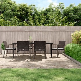 Juego comedor jardín 7 piezas y cojines ratán sintético y acero by , Garden sets - Ref: Foro24-3186981, Price: 645,11 €, Disc...