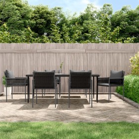 Juego comedor jardín 7 piezas y cojines ratán sintético y acero von , Gartensets - Ref: Foro24-3187063, Preis: 722,42 €, Raba...