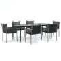 Juego comedor jardín 7 piezas y cojines ratán sintético y acero by , Garden sets - Ref: Foro24-3187063, Price: 756,49 €, Disc...