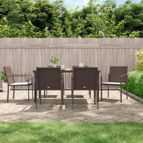 Juego comedor jardín 7 piezas y cojines ratán sintético y acero von , Gartensets - Ref: Foro24-3186962, Preis: 418,99 €, Raba...