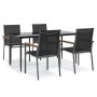 Juego de comedor para jardín 5 piezas acero y textilene negro by , Garden sets - Ref: Foro24-3187037, Price: 320,76 €, Discou...