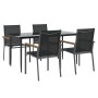 Juego de comedor para jardín 5 piezas acero y textilene negro by , Garden sets - Ref: Foro24-3187037, Price: 320,76 €, Discou...