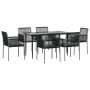 Set comedor jardín 7 pzas y cojines acero ratán sintético negro by , Garden sets - Ref: Foro24-3187068, Price: 520,81 €, Disc...