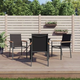Juego de comedor para jardín 5 piezas acero y textilene negro de , Conjuntos de jardín - Ref: Foro24-3187042, Precio: 262,17 €
