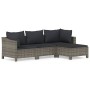Set de muebles de jardín 4 pzas y cojines ratán sintético gris
