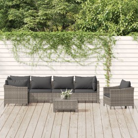 Set de muebles de jardín 7 pzas y cojines ratán sintético gris de , Conjuntos de jardín - Ref: Foro24-3187283, Precio: 618,67...