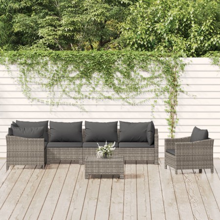 Set de muebles de jardín 7 pzas y cojines ratán sintético gris von , Gartensets - Ref: Foro24-3187283, Preis: 618,67 €, Rabat...