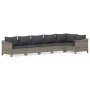 Set de muebles de jardín 6 pzas y cojines ratán sintético gris