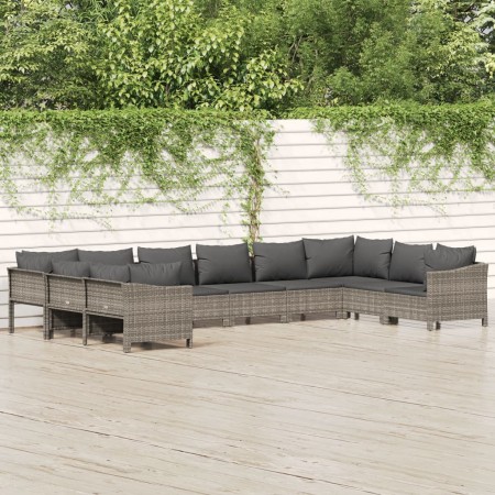Set de muebles de jardín 10 pzas y cojines ratán sintético gris von , Gartensets - Ref: Foro24-3187306, Preis: 708,50 €, Raba...