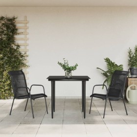 Juego de comedor para jardín 3 piezas acero y textilene negro de , Conjuntos de jardín - Ref: Foro24-3200682, Precio: 185,89 ...