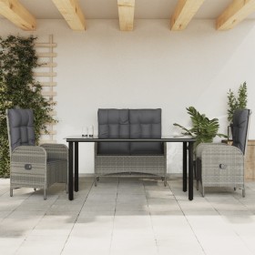 Juego de comedor de jardín 4 piezas con cojines ratán PE gris by , Garden sets - Ref: Foro24-3203507, Price: 525,49 €, Discou...