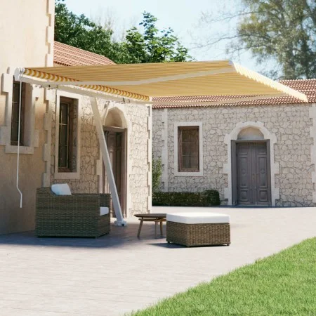 Yellow and white retractable manual foot awning 400x300 cm by vidaXL, Awnings - Ref: Foro24-3069538, Price: 587,41 €, Discoun...