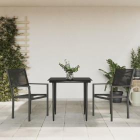Juego de comedor para jardín 3 piezas acero y textilene negro by , Garden sets - Ref: Foro24-3200718, Price: 194,36 €, Discou...
