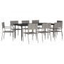 Juego de comedor jardín 9 pzas ratán sintético acero gris negro de , Conjuntos de jardín - Ref: Foro24-3203295, Precio: 392,3...