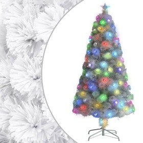 Árbol de Navidad artificial con LED blanco fibra óptica 120 cm