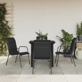 Juego de comedor para jardín 5 piezas acero y textilene negro de , Conjuntos de jardín - Ref: Foro24-3200711, Precio: 193,78 €