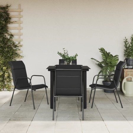 Juego de comedor para jardín 5 piezas acero y textilene negro von , Gartensets - Ref: Foro24-3200711, Preis: 257,81 €, Rabatt: %