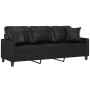 Sofá de 3 plazas con cojines cuero sintético negro 180 cm by , Sofas - Ref: Foro24-3200808, Price: 306,87 €, Discount: %