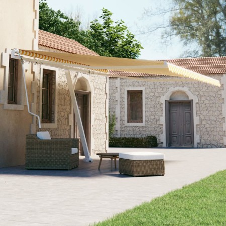 Yellow and white automatic standing awning 400x300 cm by vidaXL, Awnings - Ref: Foro24-3069548, Price: 666,90 €, Discount: %