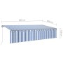 Automatic retractable awning with blind 6x3 m blue and white by vidaXL, Awnings - Ref: Foro24-3069486, Price: 531,63 €, Disco...