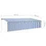 Automatic retractable awning with blind 6x3 m blue and white by vidaXL, Awnings - Ref: Foro24-3069486, Price: 582,64 €, Disco...