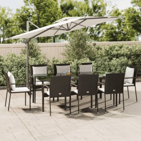 Set de comedor de jardín 9 pzas y cojines ratán sintético negro von , Gartensets - Ref: Foro24-3185100, Preis: 776,28 €, Raba...