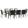 Set de comedor de jardín 9 pzas y cojines ratán sintético negro by , Garden sets - Ref: Foro24-3185100, Price: 776,49 €, Disc...