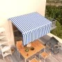 Manuell ausfahrbare Markise mit blau-weißem Rollo 3x2,5 m von vidaXL, Markisen - Ref: Foro24-3069256, Preis: 243,90 €, Rabatt: %