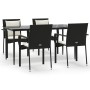 Set de muebles jardín 5 pzas con cojines ratán sintético negro by , Garden sets - Ref: Foro24-3185098, Price: 411,25 €, Disco...