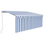 Manuell ausfahrbare Markise mit blau-weißem Rollo 3x2,5 m von vidaXL, Markisen - Ref: Foro24-3069256, Preis: 235,30 €, Rabatt: %
