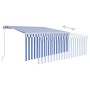 Manuell ausfahrbare Markise mit blau-weißem Rollo 3x2,5 m von vidaXL, Markisen - Ref: Foro24-3069256, Preis: 235,30 €, Rabatt: %