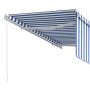 Manual retractable awning with blue and white blind 3x2.5 m by vidaXL, Awnings - Ref: Foro24-3069256, Price: 241,90 €, Discou...