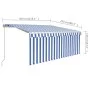 Manual retractable awning with blue and white blind 3x2.5 m by vidaXL, Awnings - Ref: Foro24-3069256, Price: 243,90 €, Discou...