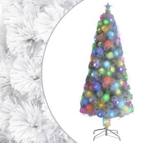 Árbol de Navidad artificial con LED blanco fibra óptica 180 cm