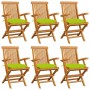 Sillas de jardín 6 uds madera teca con cojines verde brillante von , Gartenstühle - Ref: Foro24-3062567, Preis: 460,85 €, Rab...