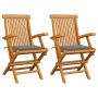 Sillas de jardín 2 uds madera maciza de teca con cojines grises by , Garden chairs - Ref: Foro24-3062488, Price: 203,80 €, Di...