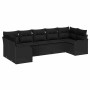 Conjunto de sofá de jardín con cojín 7 pcs Negro Poliratán