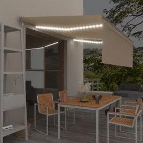Automatic awning LED blind wind sensor cream 4.5x3 m by vidaXL, Awnings - Ref: Foro24-3069452, Price: 722,45 €, Discount: %