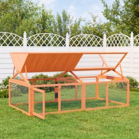 Corral de madera maciza pino marrón 200x112,5x74 cm