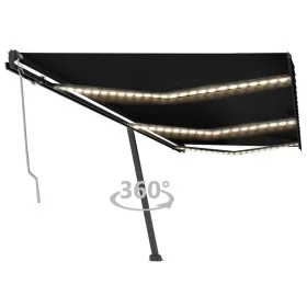 Automatic awning LED wind sensor anthracite gray 600x300 cm by vidaXL, Awnings - Ref: Foro24-3069814, Price: 877,29 €, Discou...