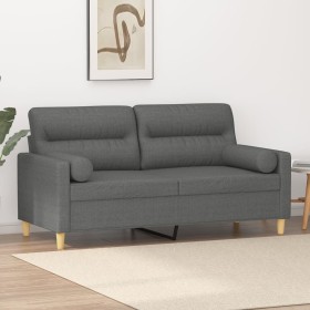 Sofá de 2 plazas con cojines tela gris oscuro 140 cm by , Sofas - Ref: Foro24-3200822, Price: 227,70 €, Discount: %