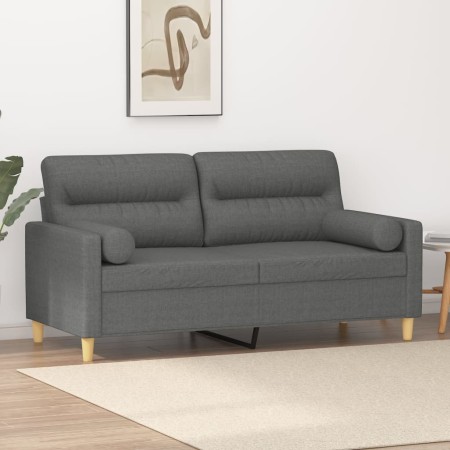 Sofá de 2 plazas con cojines tela gris oscuro 140 cm by , Sofas - Ref: Foro24-3200822, Price: 227,70 €, Discount: %