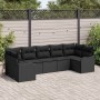 Conjunto de sofá de jardín con cojín 7 pcs Negro Poliratán